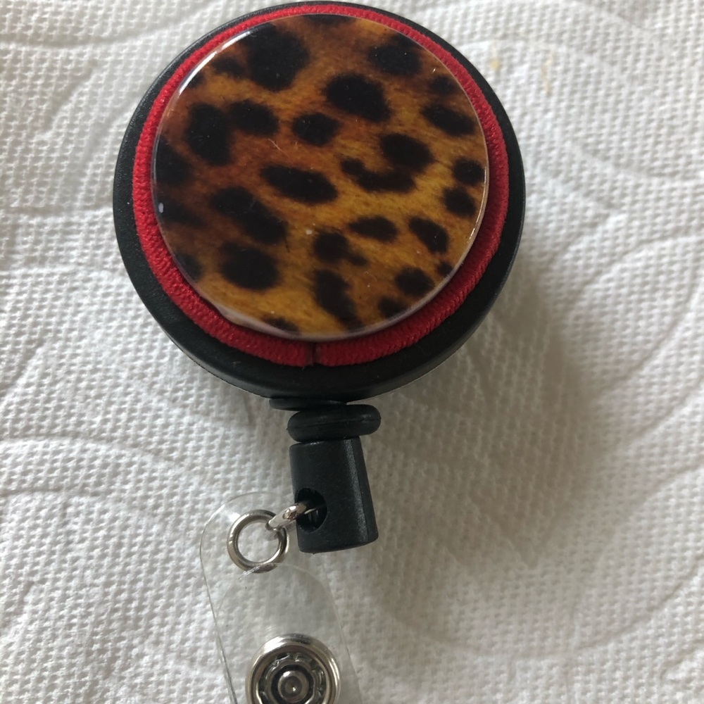 Leopard print ID badge reel